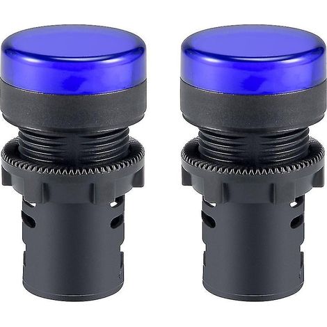 2 AC/DC-Kontrollleuchten, gelbe LEDs, 22 mm (7/8") Einbaumaß - blau