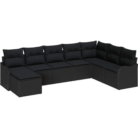 Garden Sofa Set with Cushion 8 pcs Black Poly rattan vidaXL (1/5)