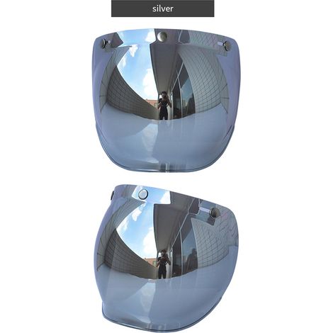 Visière à bulles pour casque de moto, lentille de pare-brise avec support rabattable pour casques ouverts à 3 boutons-pression (1/2)
