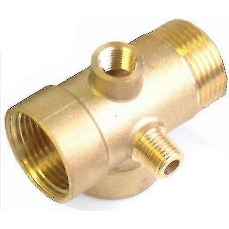 Raccords de pompe en laiton à 5 voies, connecteurs, clapets anti-retour, manomètres, 1" x 1/4" BSP - Bon état (1/5)