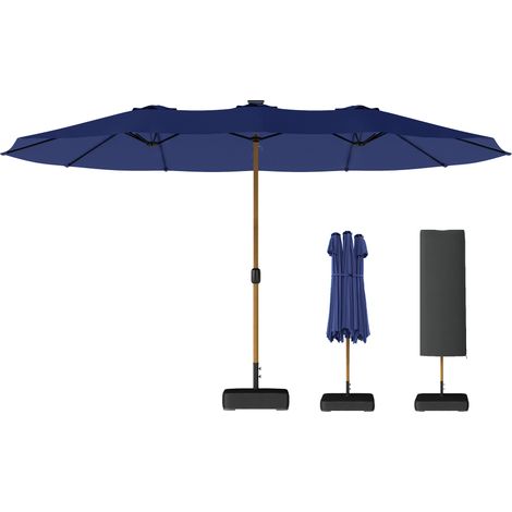 Outsunny Ombrellone Doppio da Giardino con Base a Croce Blu Scuro (1/5)