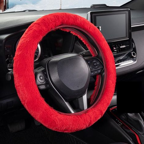 Coprivolante per auto, coprivolante morbido in peluche con superficie antiscivolo, comodo coprivolante elastico, copriauto per riscaldamento e protezione (1/5)