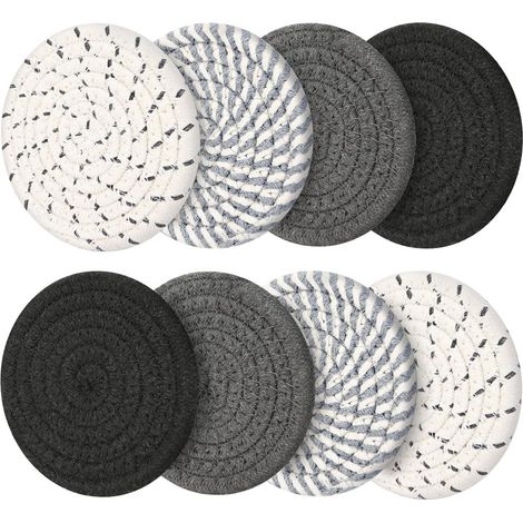 Ensemble de 8 sous-Verres absorbants pour Boissons, décoration de Salon, décoration de Table Basse, Accessoires de Bar pour Le Bar à Domicile (Noir) (1/5)