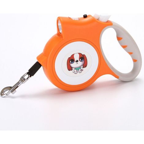 Laisse Rétractable Pour Chien - 5 M - Convient Chiens Moyens Et Grands Jusqu'à 25 Kg - Avec Lampe LED Intégrée Et Distributeur De Sachets - 1 Pièce (1/5)