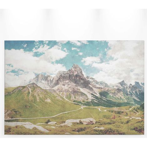 Tableau paysage de montagne pour bureau | Tableau sur toile nature blanc, bleu et vert | Tableau printemps idéal pour salle de bain 0,9 x 0,6 m (1/5)