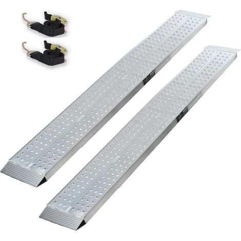 TRUTZHOLM 2x Auffahrrampen 200 x 28 cm 540 kg Alu gelocht starr Verladerampen Motorradrampen grau (1/5)