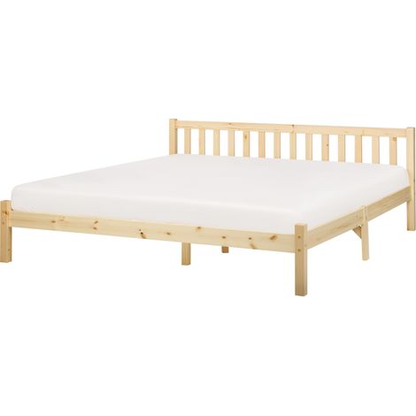 Cama con somier moderna de madera de pino clara 180 x 200 cm Florac