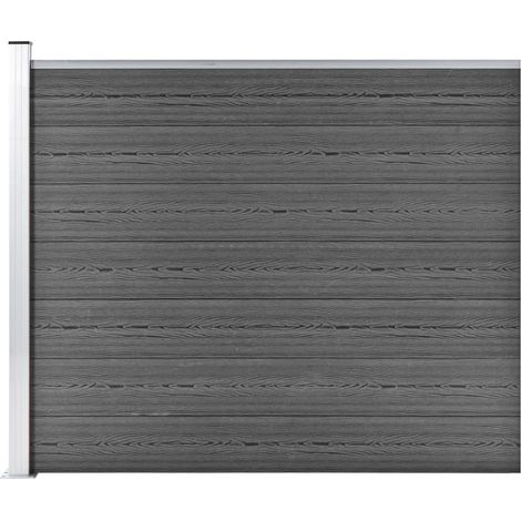 Panneau de clôture, Clôture de jardin, Barrière de jardin WPC 175x146 cm Noir MAE8799 (1/5)
