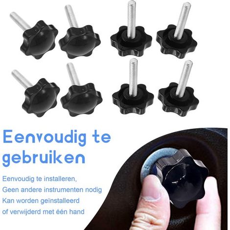 Viti a mano con pomello a stella - M8 x 30 mm, testa in plastica - Per montaggio di mobili e attrezzature - Design ergonomico - Per appassionati del fai da te e tecnici - Nero - 10 pezzi (1/4)