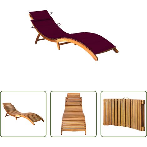 Chaise longue bois - Chaise longue de jardin avec coussin Bois d'acacia solide (1/5)