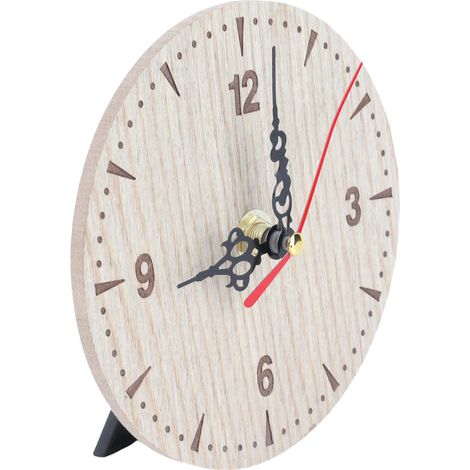 Horloge de table/murale analogique ronde vintage en bois pour salon, chambre, bureau (12 cm) (1/5)