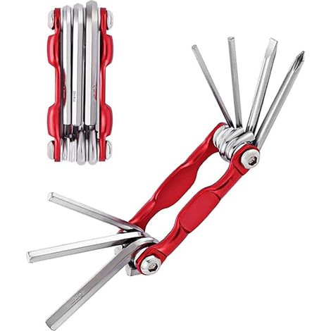 Kit outils réparation vélo acier inoxydable 7 en 1 multifonctionnel portable pliable entretien urgence (1/3)