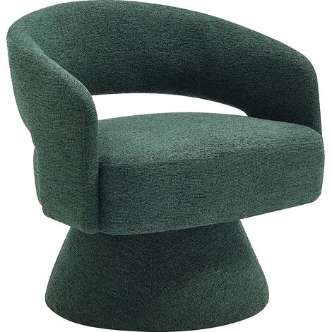 Fauteuil pivotant en tissu chenille vert sapin FEDOTE (1/4)