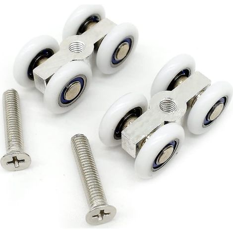 Ensemble de 2 roulettes pour porte coulissante en verre (1/5)