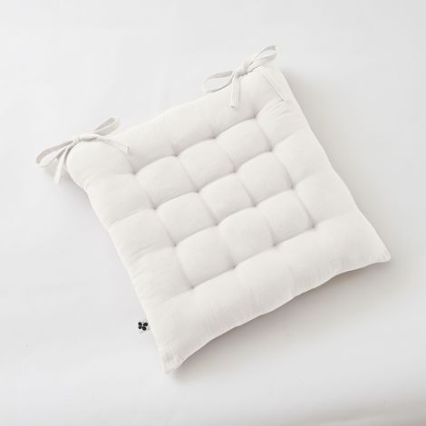 Assise Matelassée 40 x 40 cm – Gaze de Coton – Blanc – Matelassage 16 Points (1/4)