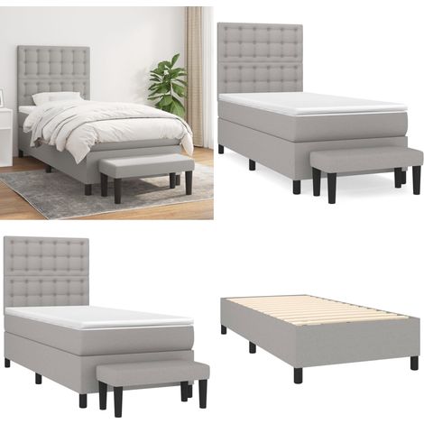 Boxspringbett mit Matratze Hellgrau 90x200 cm Stoff - Boxspringbett - Doppelbett - Bettenrahmen - Schlafsofa - Hellgraues Bett - Home & Living (1/5)