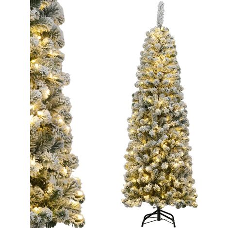 Costway – Sapin de Noël artificiel enneigé 180 cm – 500 branches en PVC – 250 lumières LED – Support métallique pliable – Décoration festive (1/5)