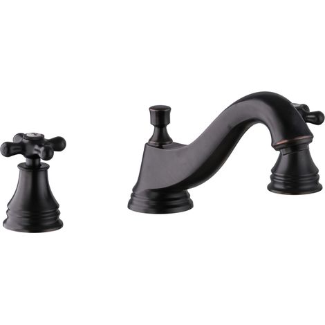 PaulGurkes Waschtischarmatur 3-Loch Retro Schwarz Wasserhahn Zweigriffmischer (1/2)