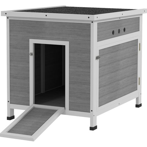 CHICFURN Pollaio 63 x 82 x 76 cm in legno grigio chiaro con tetto impermeabile, da montare (1/5)