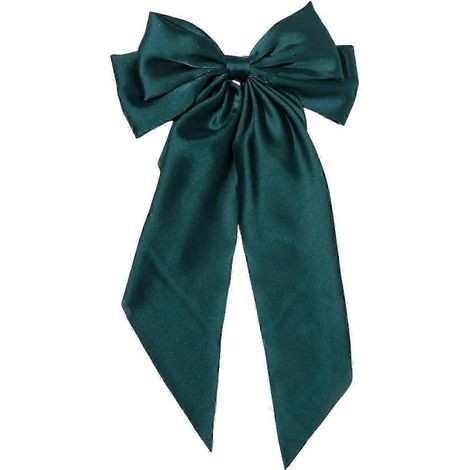 Pince à cheveux décorative en ruban, en satin, avec nœud papillon, antidérapante.-Green (1/5)