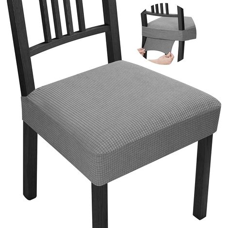 Housse de Chaise Extensible 6 Pièces Housse de Chaise Salle à Manger Moderne Jacquard Housse pour Chaise Amovible Housse de Siège de Chaise pour Cuisine Hôtel Fête (Gris, 6 Pièces) QB (1/5)