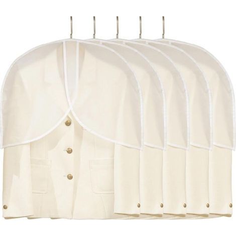 Set of 5 transparent dustproof garment bags for hanging clothes in closets, storage, jackets, dresses, PEVA garment bags (1/5)