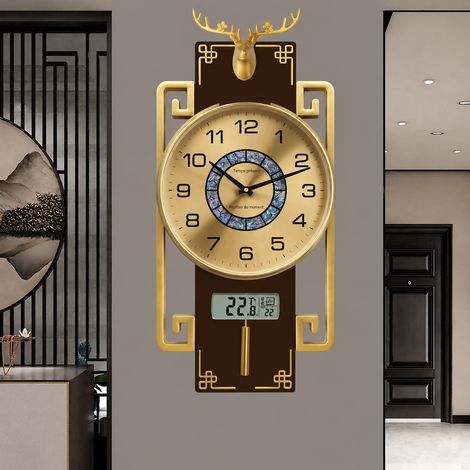 Horloge murale rectangulaire à quartz motif tête de cerf avec calendrier perpétuel réf 2367 1,2 kg – Livraison gratuite