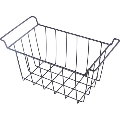 Ortviai Panier de rangement pour congélateur en fil métallique revêtu PE – Noir, 39 x 20 x 20 cm, 2 pièces (1/4)