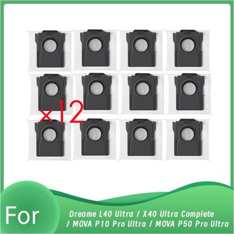 Sacs À Poussière Pour Aspirateurs Robots - Filtrage Multicouche - Compatible Dreame L40 Ultra X40 Ultra MOVA P10 Pro Ultra P50 Pro Ultra - 12 Pièces (1/5)