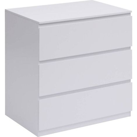 Commode 3 Tiroirs Design "Dolo" 78cm Blanc (1/3)