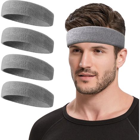 Bandeau Sport NONSTOP Gary Lot de 4 pour Hommes, Serre-tête Respirant Anti-Transpiration, Bandeau Fitness pour Course, Vélo, Foot, Yoga, Coiffure Mixte Femmes et Hommes (1/5)