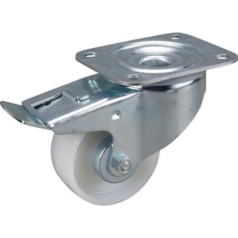 Rueda industrial giratoria en poliamida: di谩metro80 x 34 mm placa soporte con freno: 105 x 85 mm. Capacidad: 200 kg Tente TENTE (1/3)