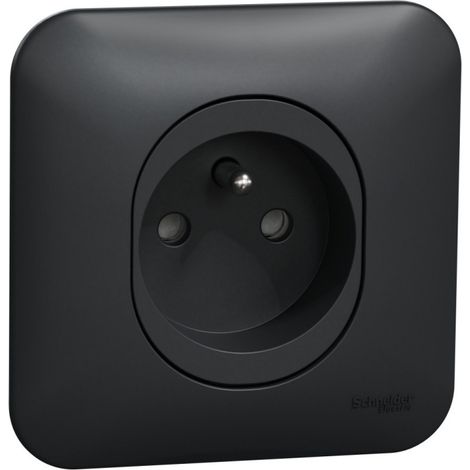 Ovalis - Prise de courant - 2P+T -16A Avec plaque de finition -Anthracite (S460059) (1/2)