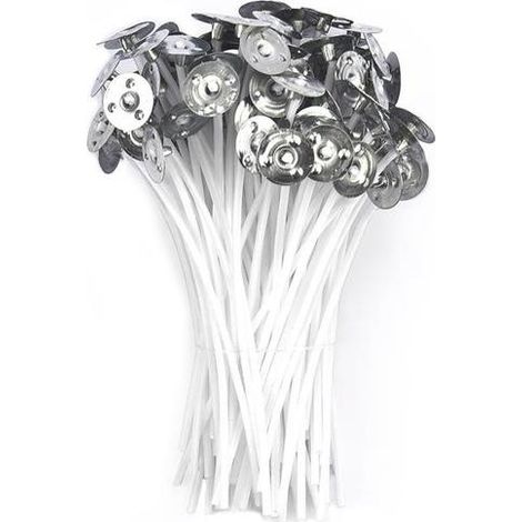 Mèches de bougie cirées (10 cm) 100 pièces Blanc (1/5)