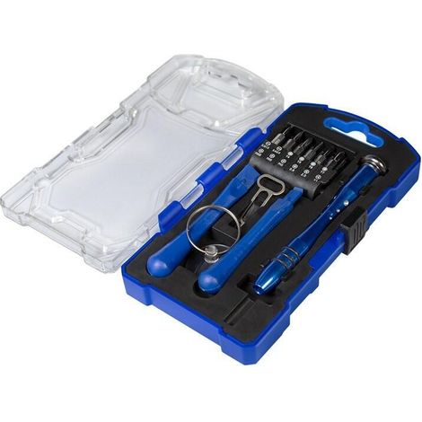 Logilink wz0057 juego de 17 destornilladores con puntas y accesorios azulplata