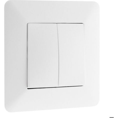 Interrupteur Va Et Vient Double - 230 V 2300 W - Pour Commande De Deux Points Lumineux - 86 X 86 Mm - Blanc (1/5)