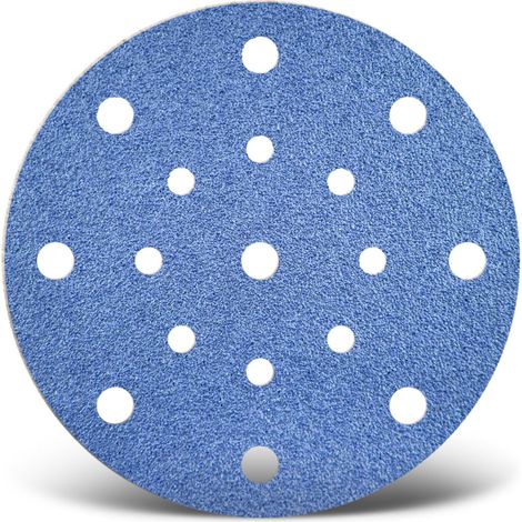 MENZER Blue Dischi abrasivi velcrati, 150 mm, 17 fori, p. Levigatrici rotorbitali, Corindone zirconio (25 Pz.) G100