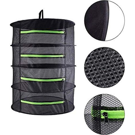 Malla de secado para plantas de 4/6 capas, red colgante plegable, red de secado para plantas negra con cremallera, secador de plantas, negro (1/4)