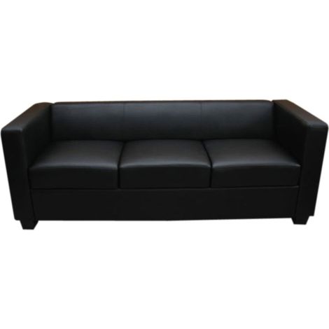 Divano sofa 3 posti lounge moderno elegante serie Lille M65 75x191x70cm pelle nero
