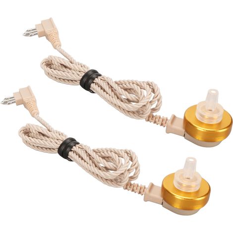 Appareil auditif BTE 2 pièces, fil de transmission clair avec embouts auriculaires, amplificateur sonore à 3 broches, couleur rose jaunâtre, accessoires de contour d'oreille (1/5)