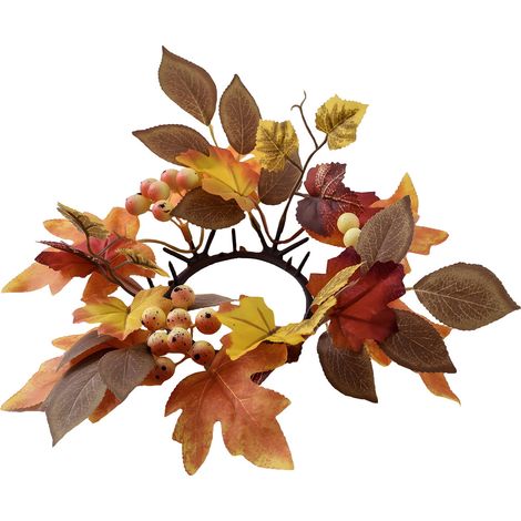 Couronne De Décoration - Bougie Table - Fleur Artificielle - Pour Halloween Et Thanksgiving - 25 x 7,5 x 7,5 cm - 1 Pièce (1/5)