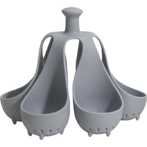 Cuiseur à œufs vapeur en silicone 4/6 trous, résistant aux hautes températures, pour une cuisson rapide. Poignée anti-brûlure, facile à nettoyer. Porte-œufs à 6 compartiments. (1/4)