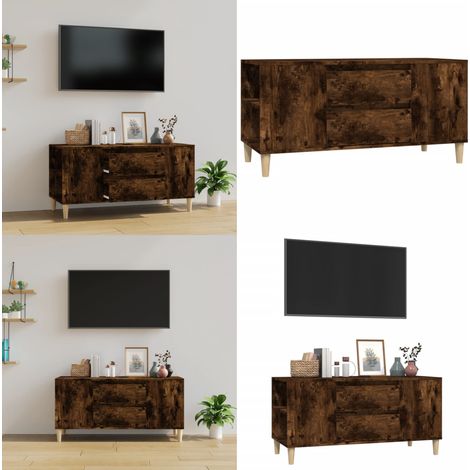 TV-Schrank Räuchereiche 102x44,5x50 cm Holzwerkstoff - TV Schrank - Holz Sideboard - Wohnzimmerschrank - Regal - Fernsehtisch - Home & Living (1/5)