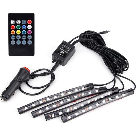 Kit ruban LED 12V 5050 RGB ambiant voiture intérieur décor lumineux multicolore (1/5)