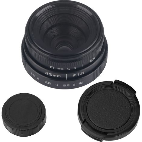 Objectif grand angle 25mm F1.8 Mini C-Mount pour appareil photo Nikon sans miroir (noir) (1/5)
