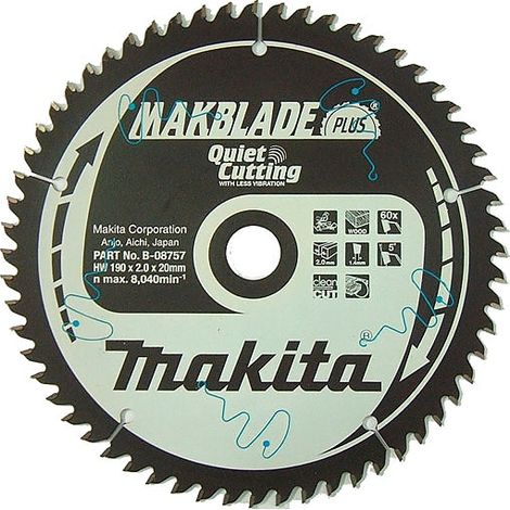 Lame de scie Makita MAKBLADE 190x2x20 0 mm Z60 15°