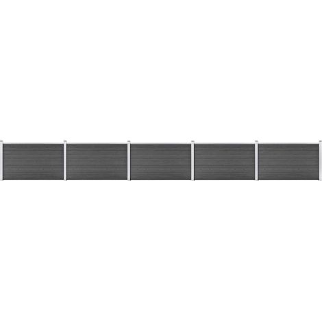 Zaunelement Set WPC 872x105 cm Schwarz