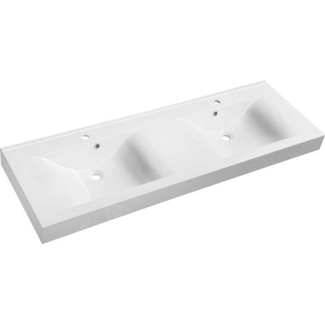 Sapho Nadja - Double-lavabo 1500x500 mm, avec trop-plein, trous pour robinet, blanc 68154 (1/5)