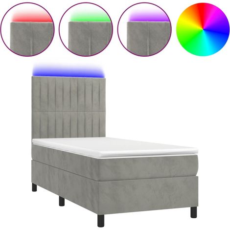 Maison Exclusive - Boxspringbett mit Matratze & LED Hellgrau 80x2