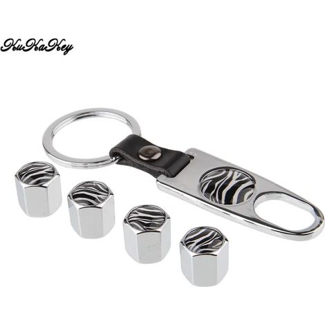 Bouchons de valve de pneu de voiture en alliage métallique argenté, motif zèbre, antivol, compatibles avec Sportage, Ceed, Rio 3, 4 et Cerato. (1/5)